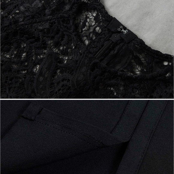 Bandage Lace Detail Bodycon Midi Dress in Black - Picture 6 of 16